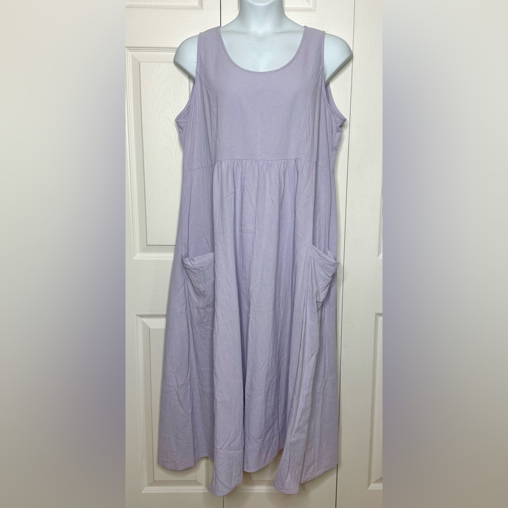 Women's Lavender Midi Sundress With Pockets Textured‎ Size 3x